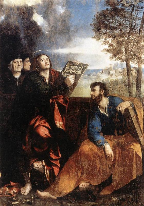 DOSSI, Dosso Sts John and Bartholomew with Donors ds Spain oil painting art